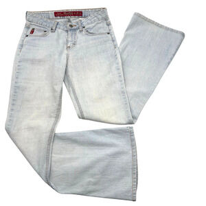 Vintage 90s Y2K Mudd Light Wash Low Rise Flare Bottom Denim Jeans Jr 1 27x31.5"